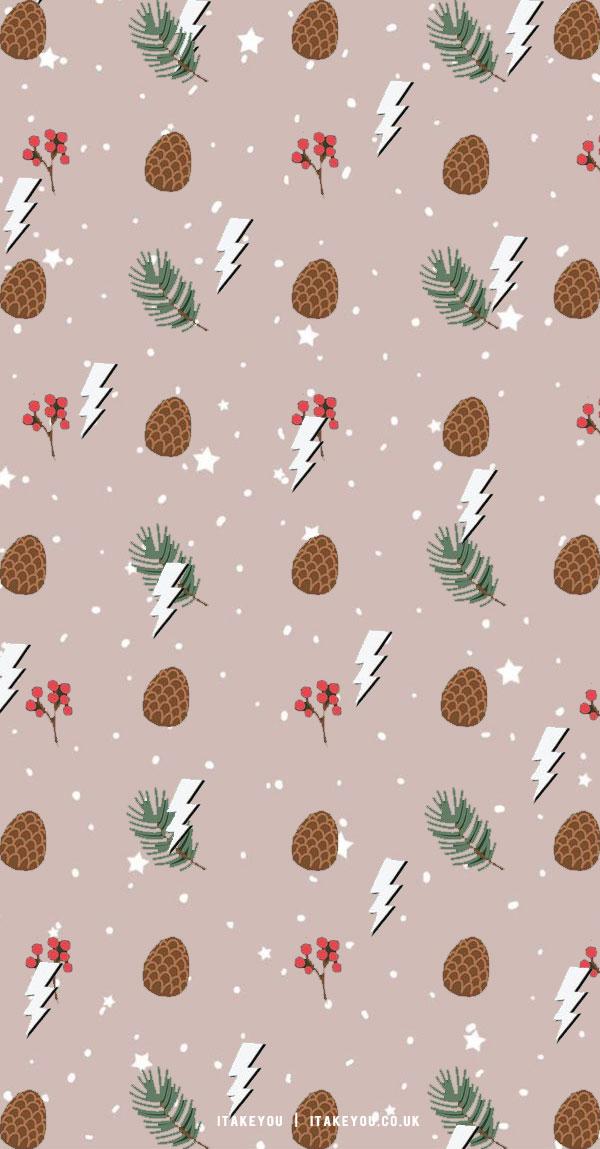 Preppy Christmas Wallpaper Ideas Pine Cone Lightning I