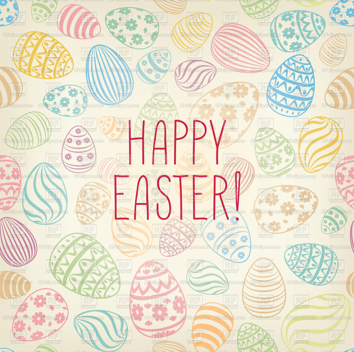 Happy Easter greeting card with eggs Vector Image of Backgrounds