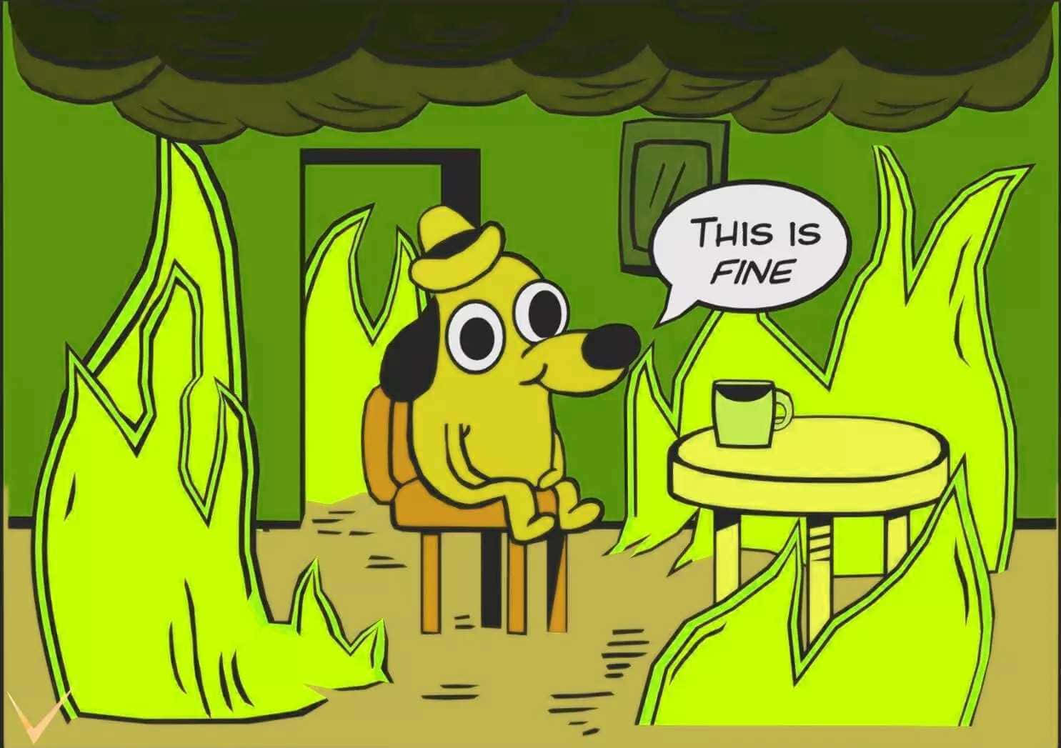 A Cartoon Of Dog Sitting In Front Fire Wallpaper