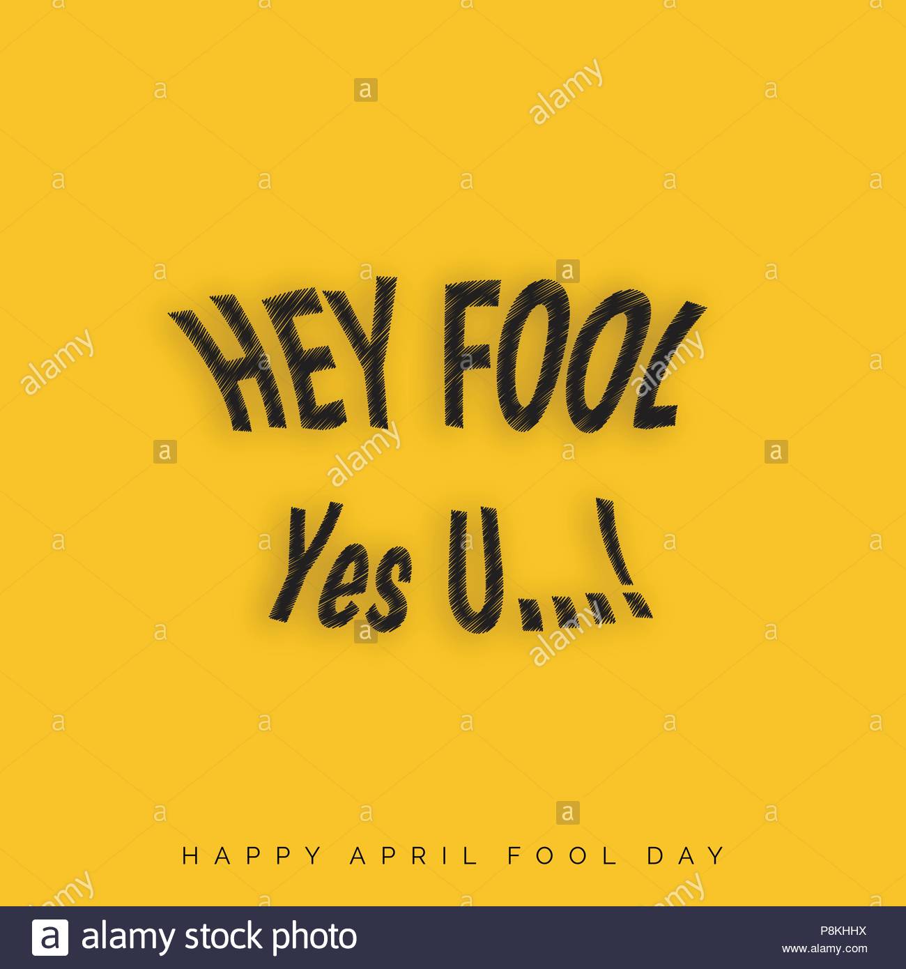 April Fools Day Lettering Typography On Yellow Background For