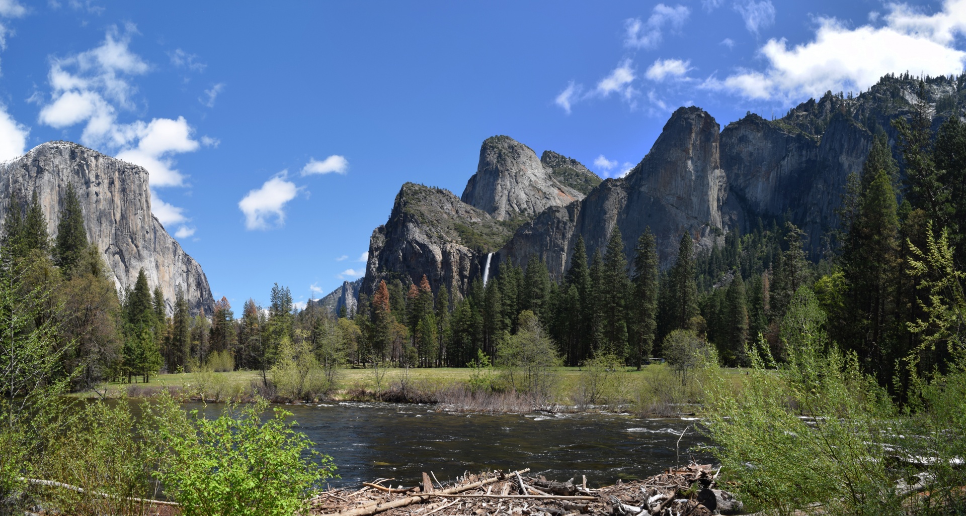 Yosemite Panoramic Background Forest Waterfall Image From