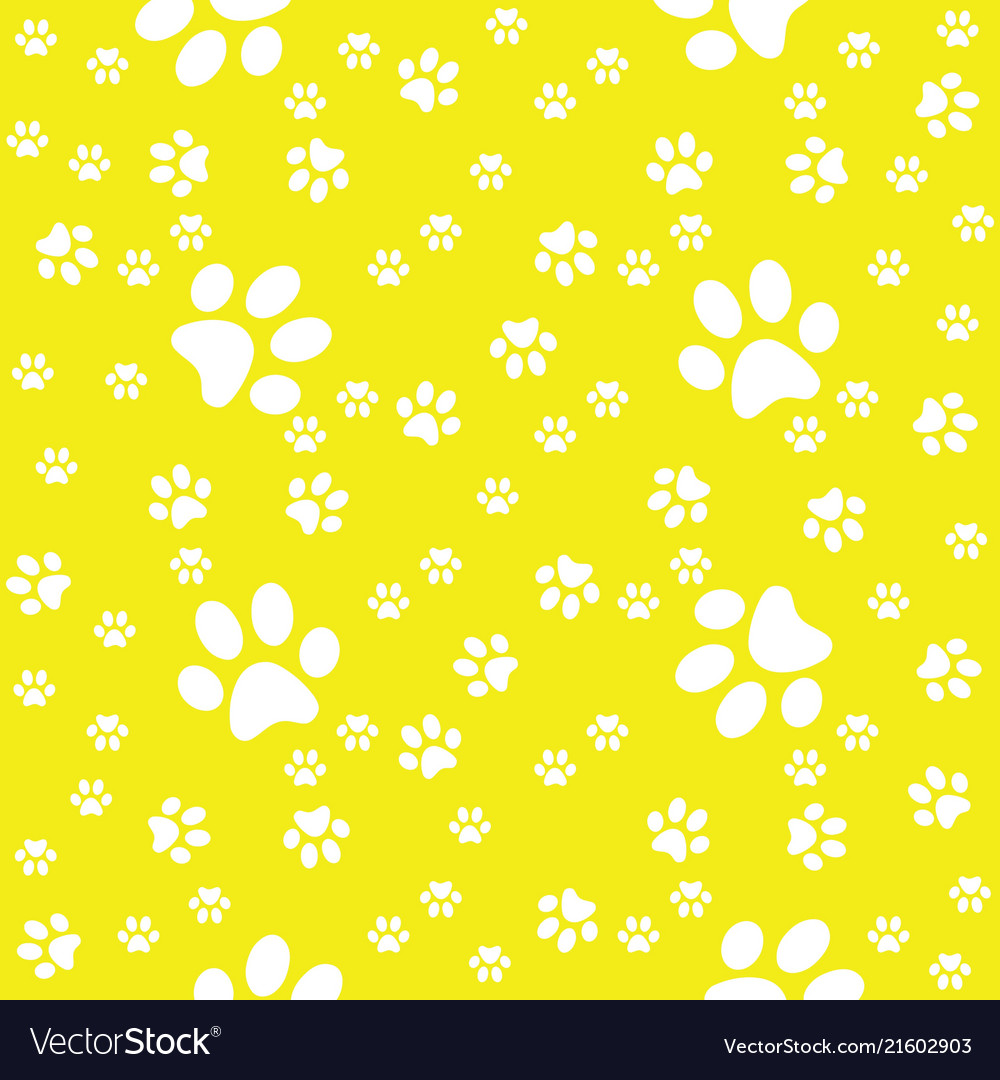 Paws Yellow Pattern Paw Background Royalty Vector Image