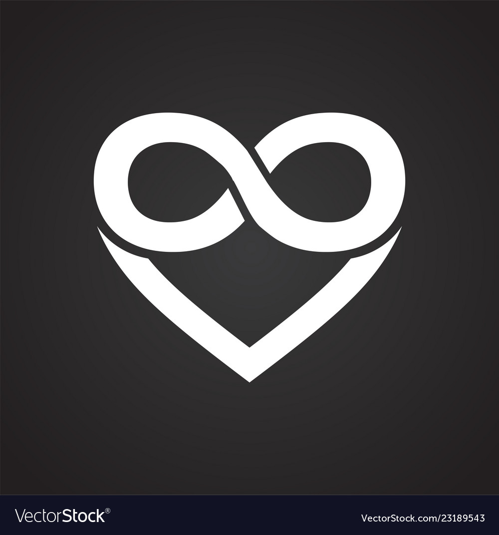 Heart Infinity Symbol Icon On Black Background For