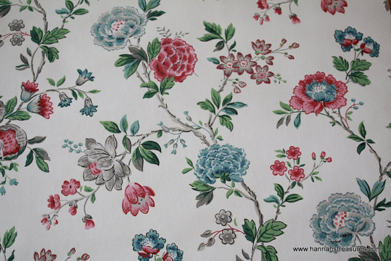 S Vintage Wallpaper Pretty English Floral By Hannahstreasures