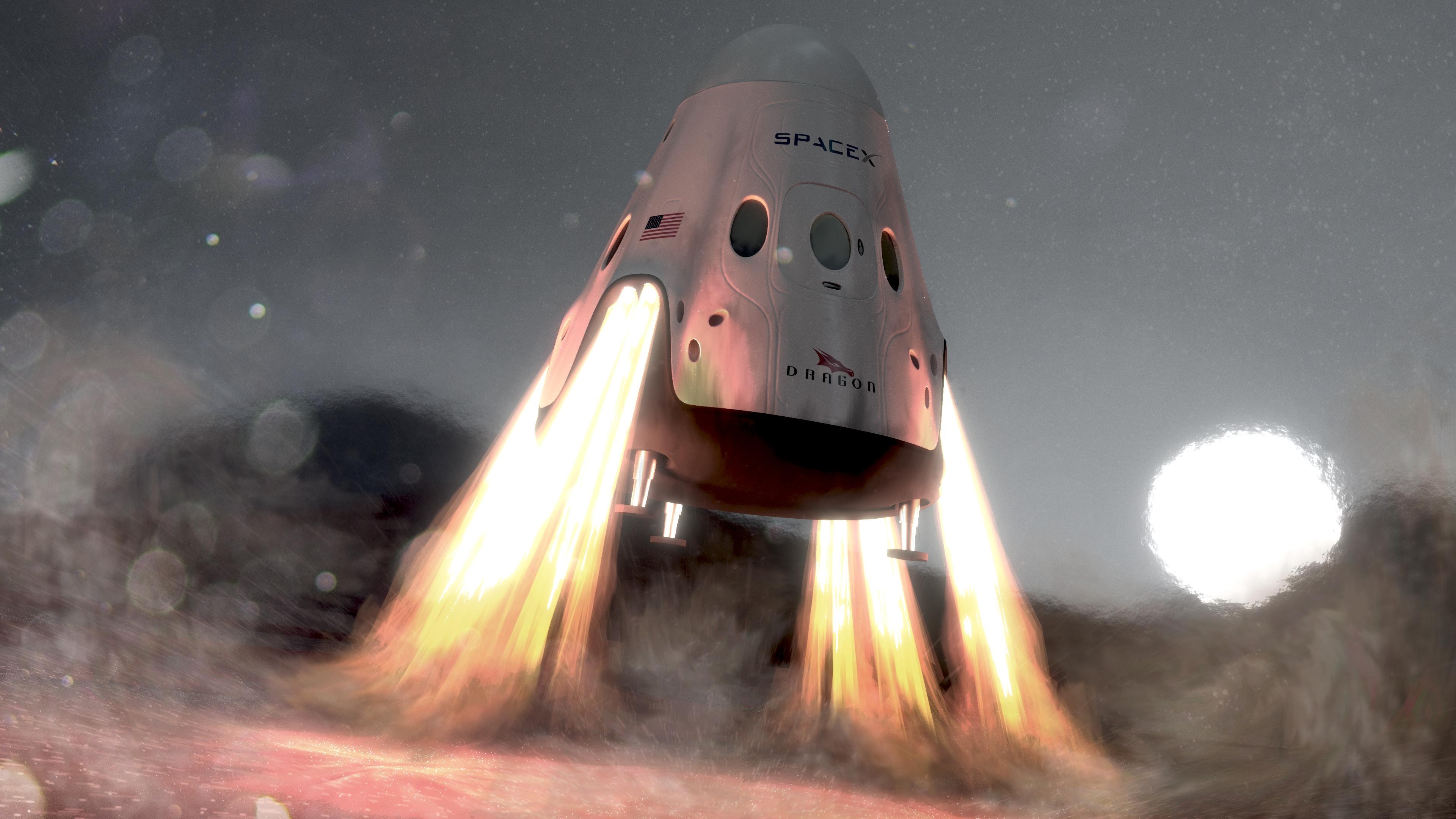 Wallpaper Spacex Ship Red Dragon Mars Space