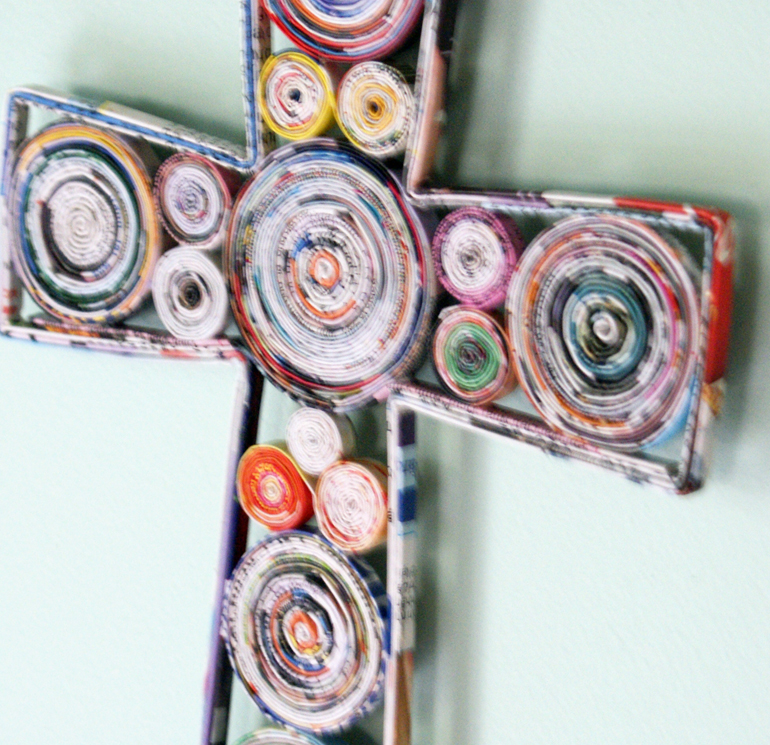 Recycled Magazine Cross Art Pc Android iPhone And iPad Wallpaper