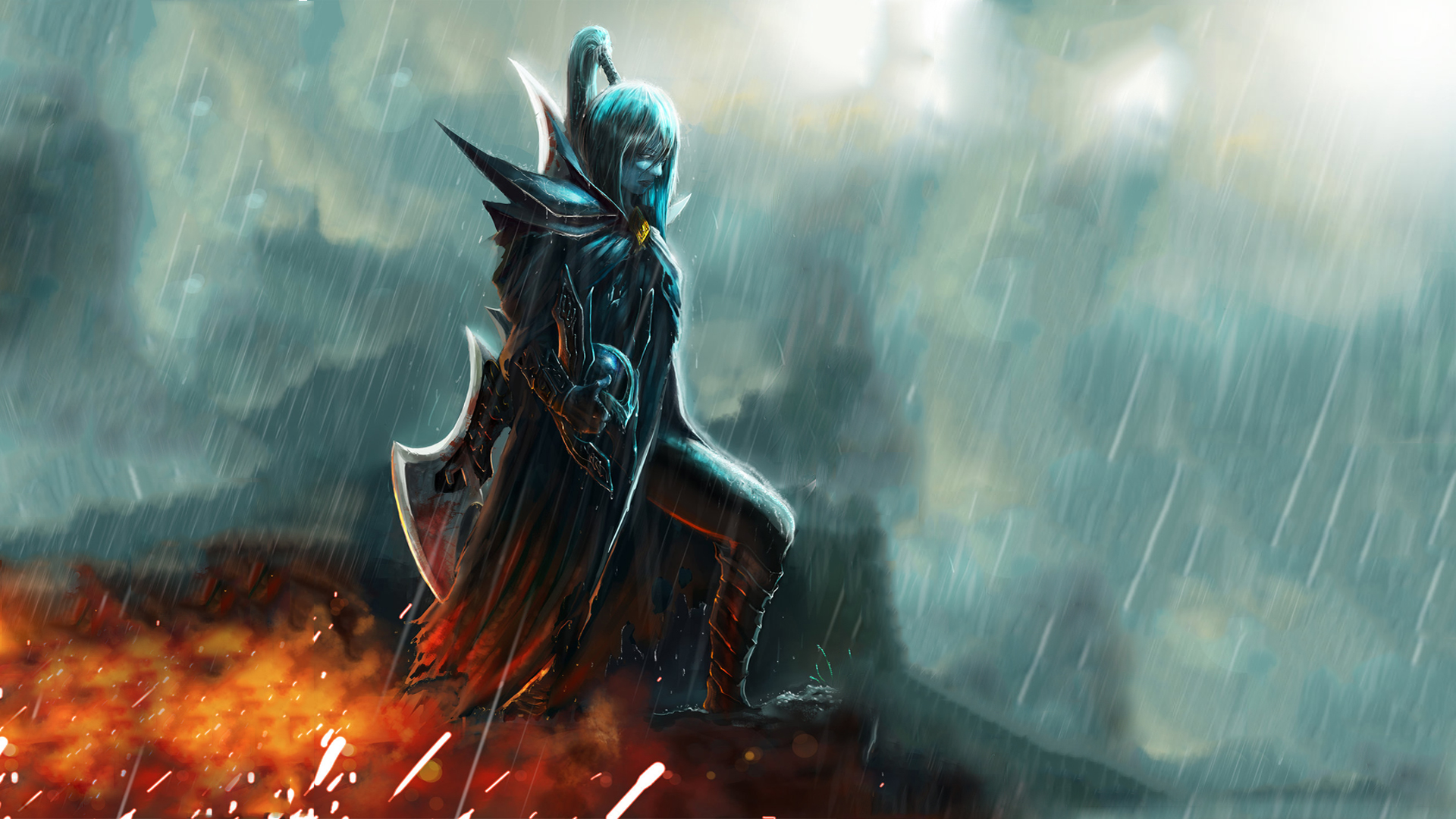Phantom Assassin Dota Rain Warrior Fantasy Wallpaper Background