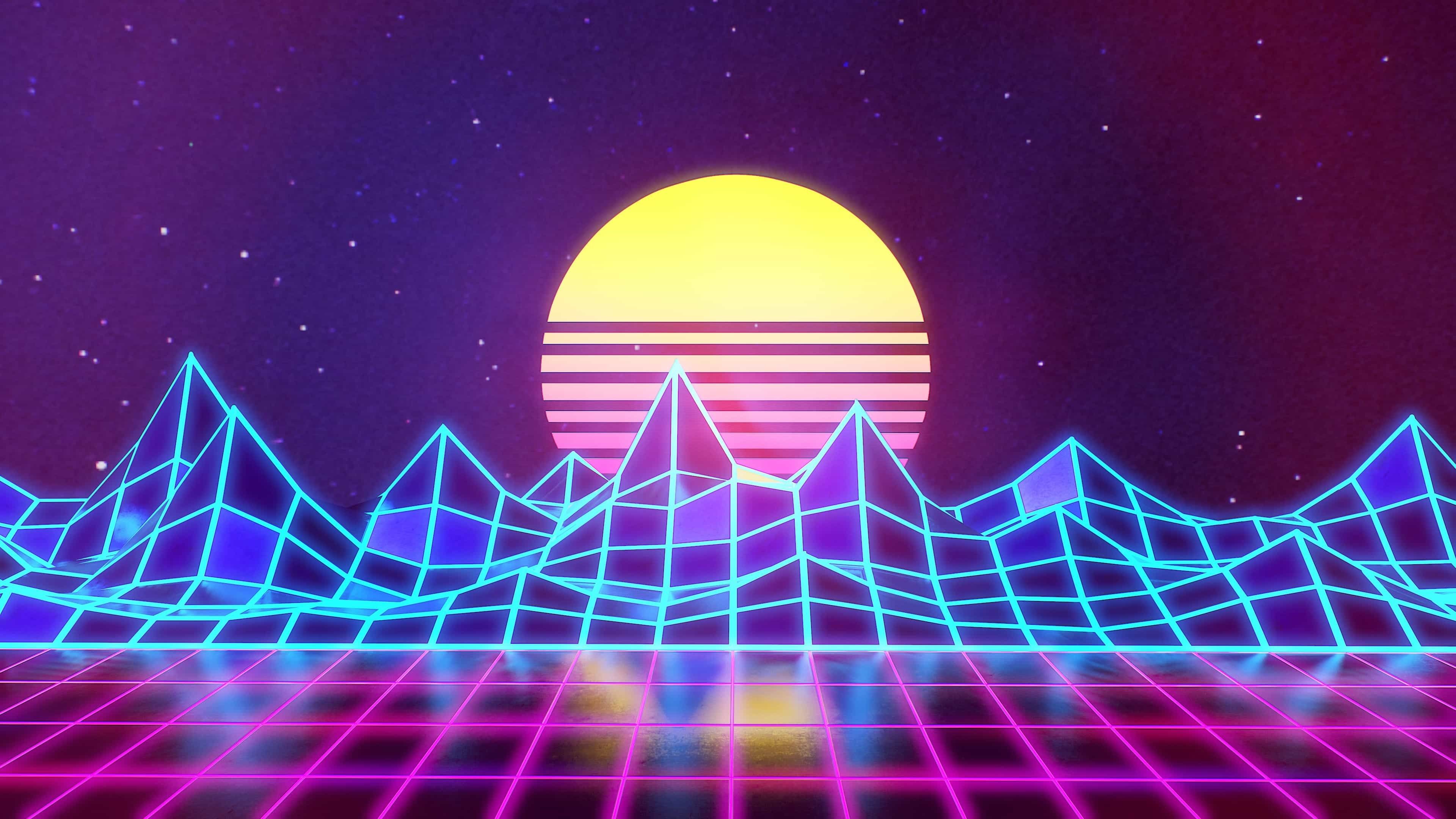 77 Neon 80S Wallpapers on WallpaperPlay Landscape in 2019