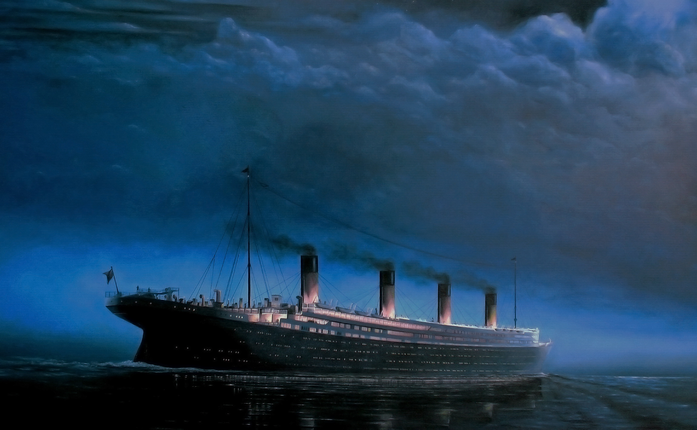 Wallpaper Titanic Titanik Ship Liner Picture Sea Night Sky On