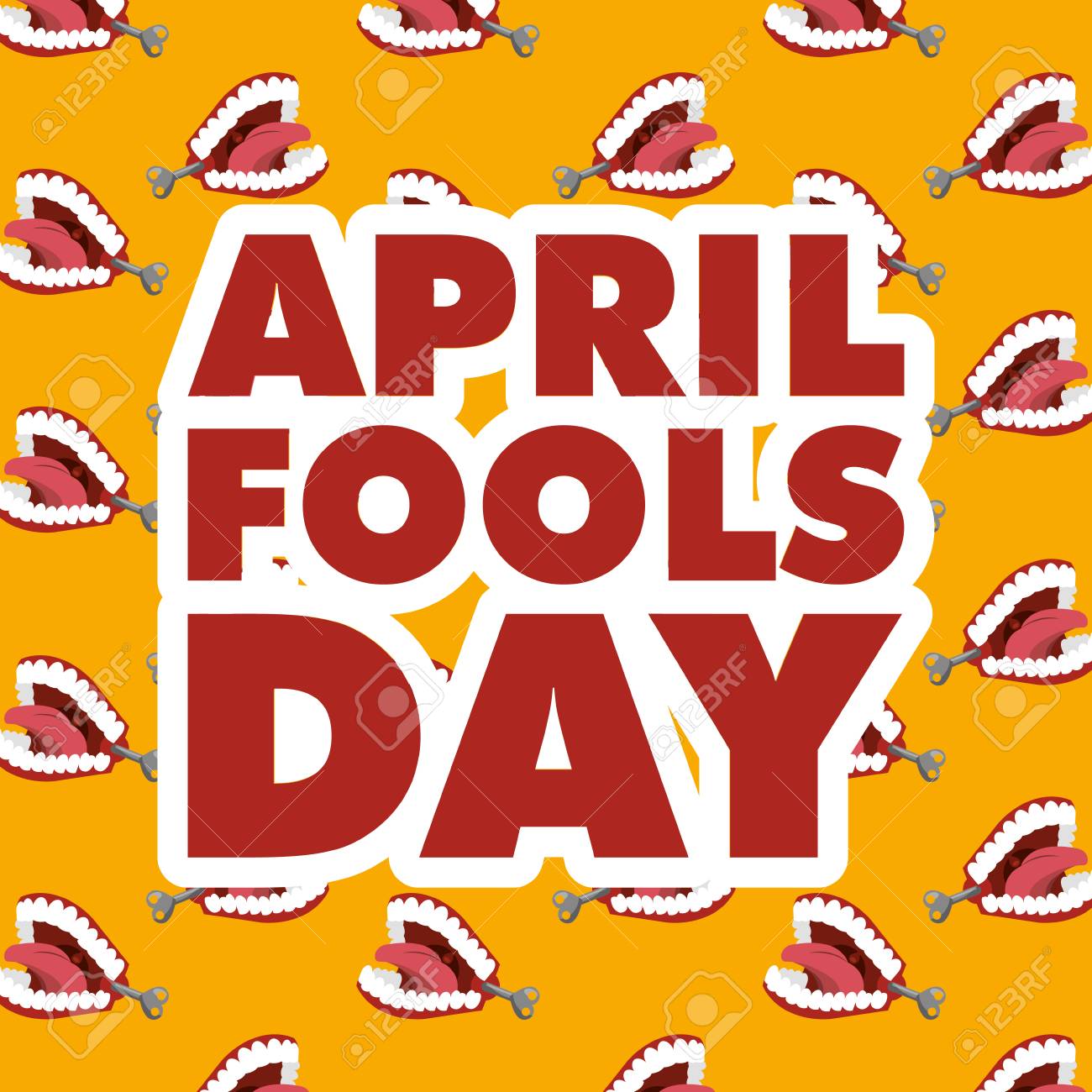 April Fools Day Typography And Teeth Prank Background Vector
