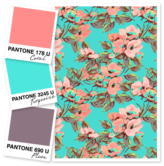 Sarah Hearts Coral Turquoise And Plum Color Palette