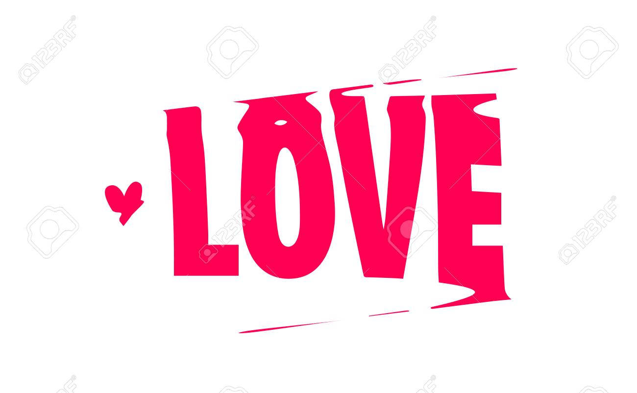 LOVE Banner Poster And Sticker Concept With Liquid Text Love