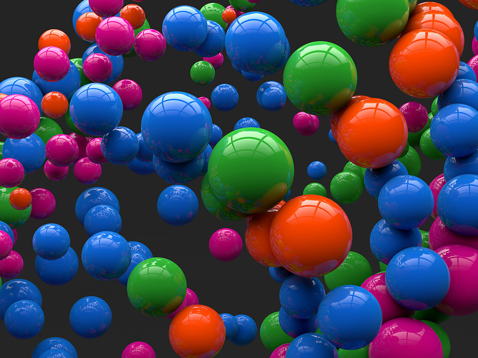 3D Colorful Reflecting Balls HD Desktop Wallpaper
