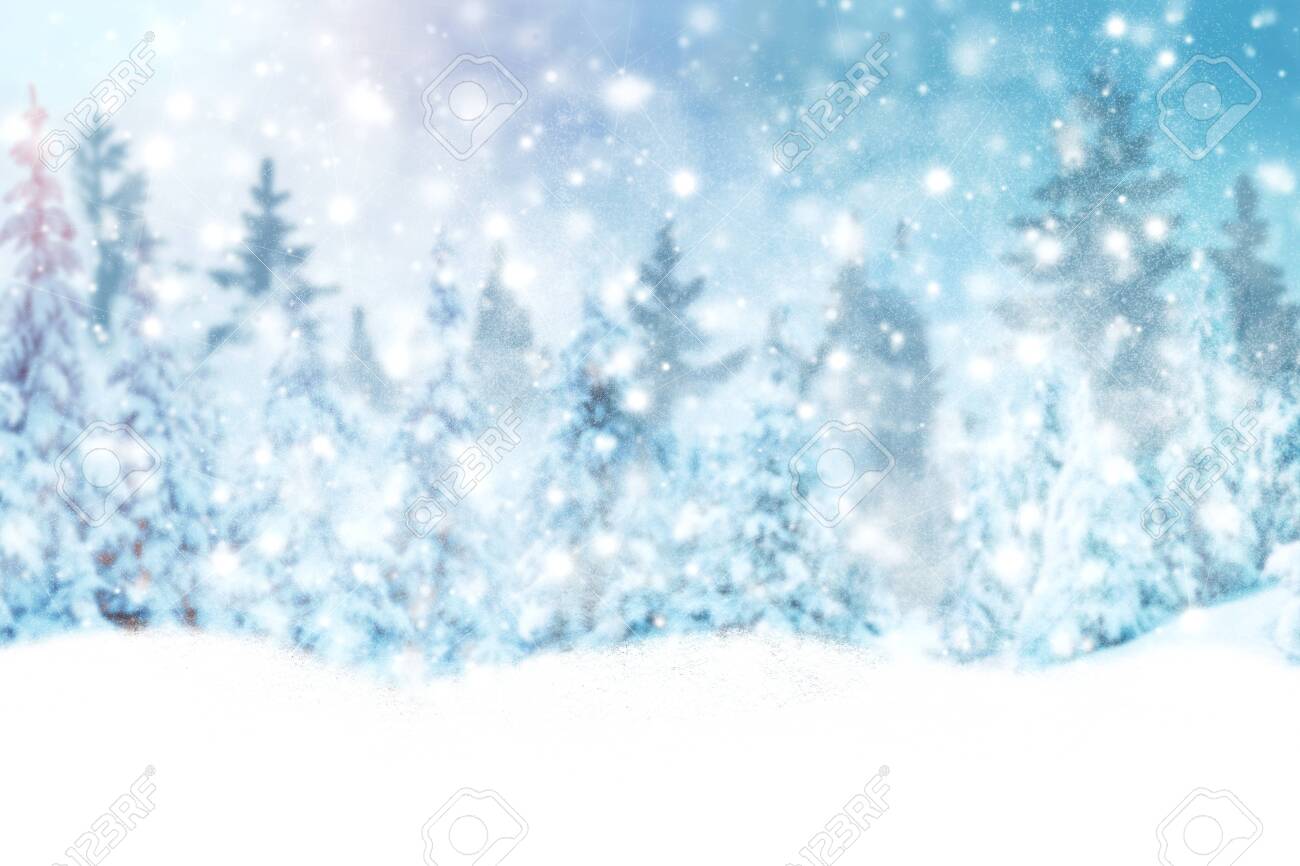 Winter Background Of Snow And Frost With Space For Your