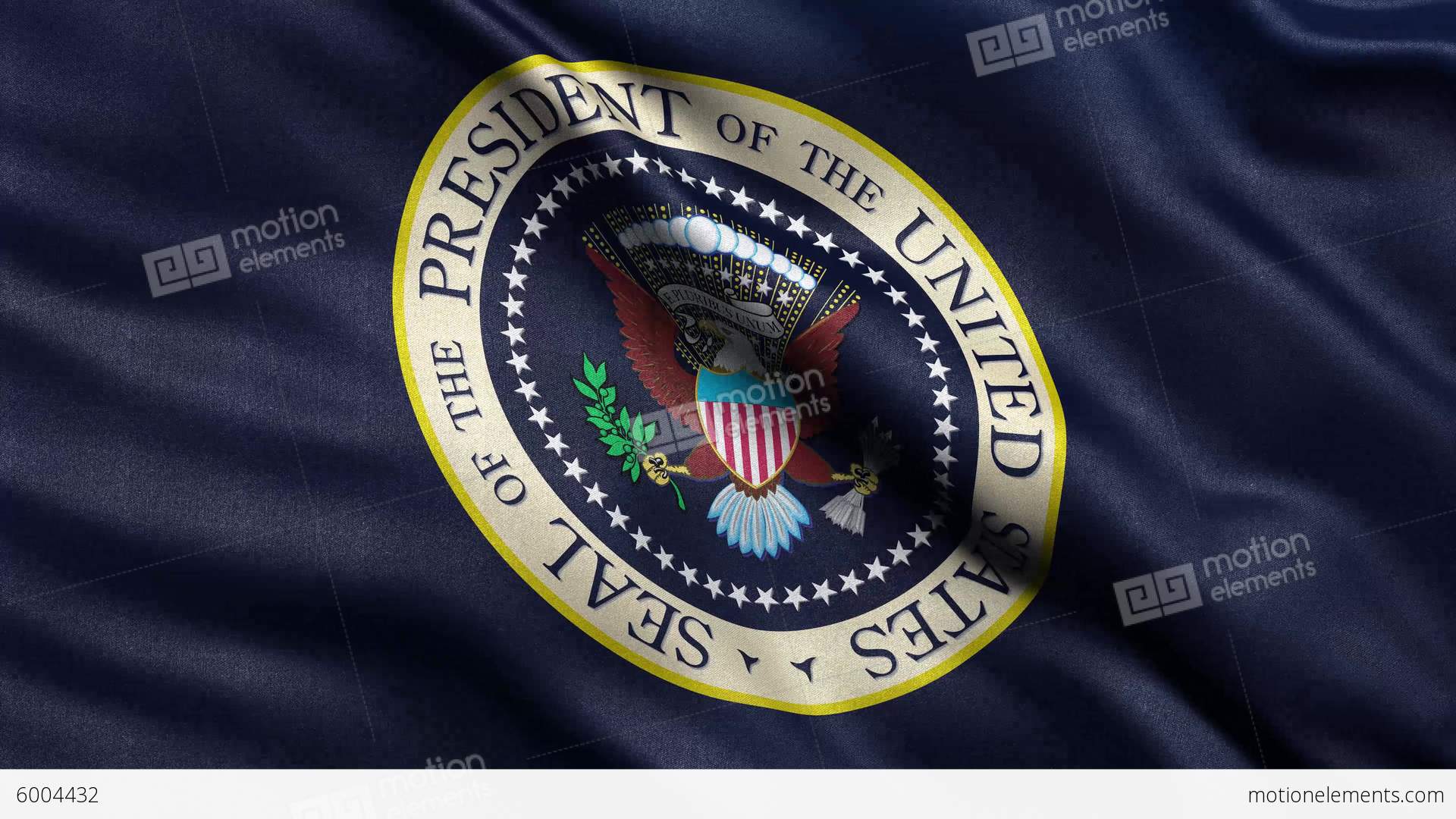 4k Usa President Seal Flag Loop Stock Animation Royalty