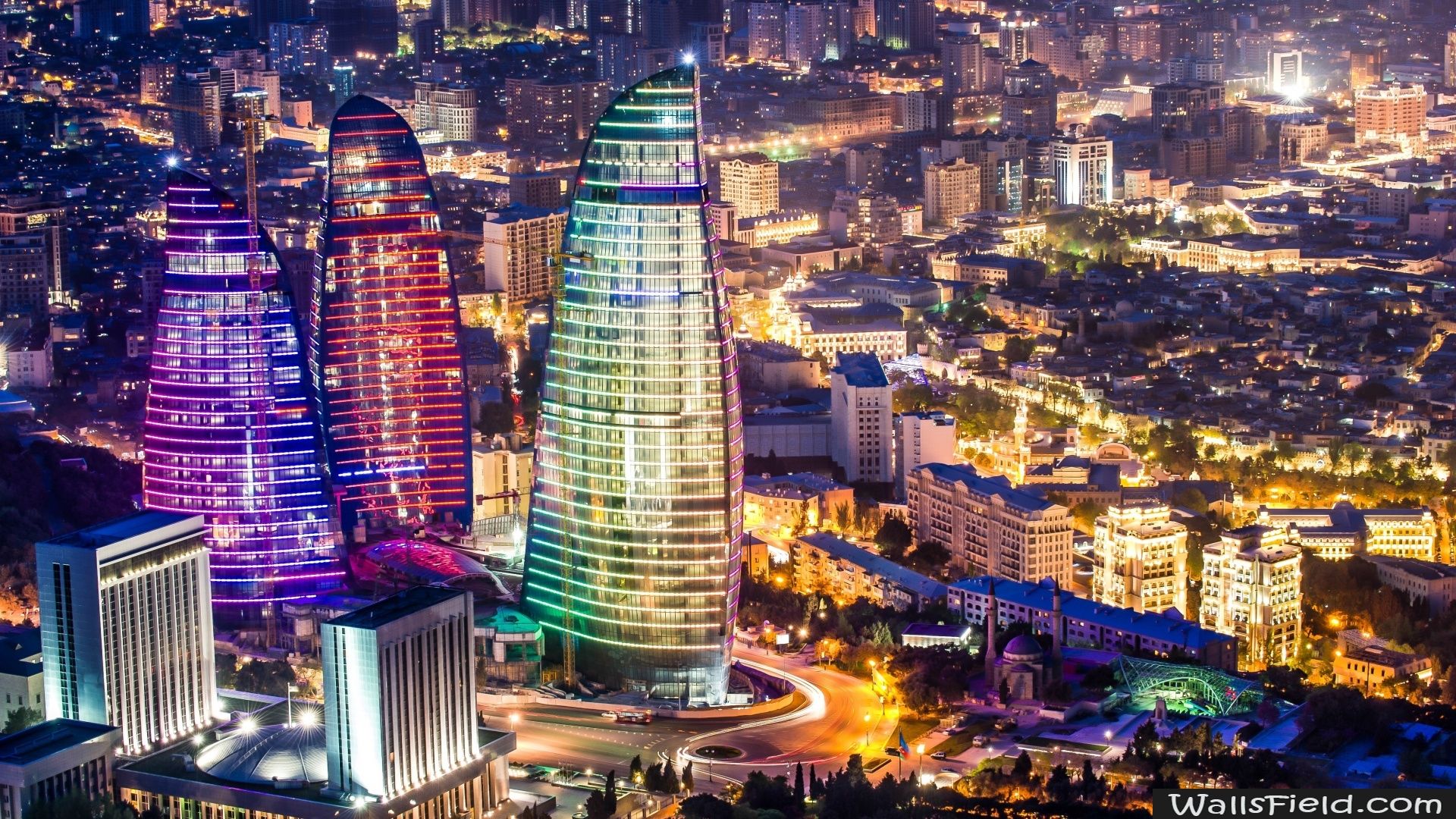 Flame Towers Baku Azerbaijan Wallsfield HD Wallpaper