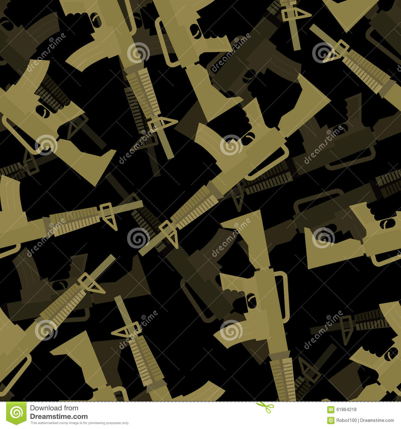 Military M16 Rifle Seamless Pattern 3d Background Illustration