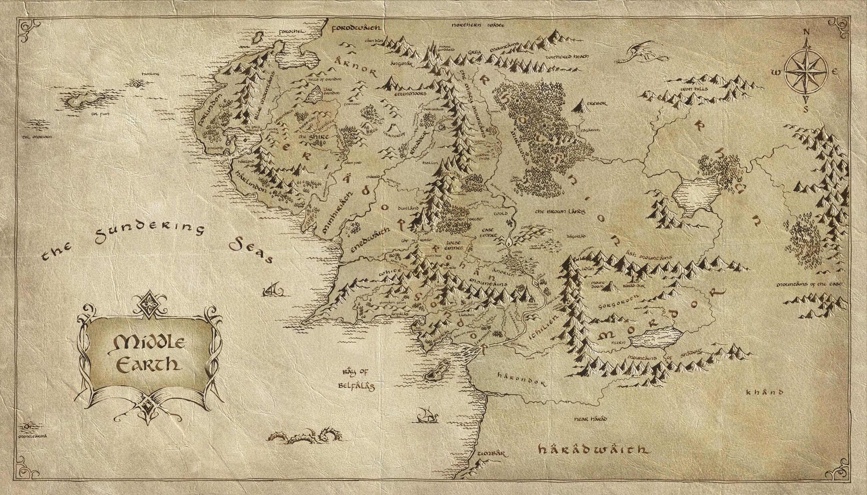 Rings The Lord Of Map Middle Earth Wrinkles Paper Jpg