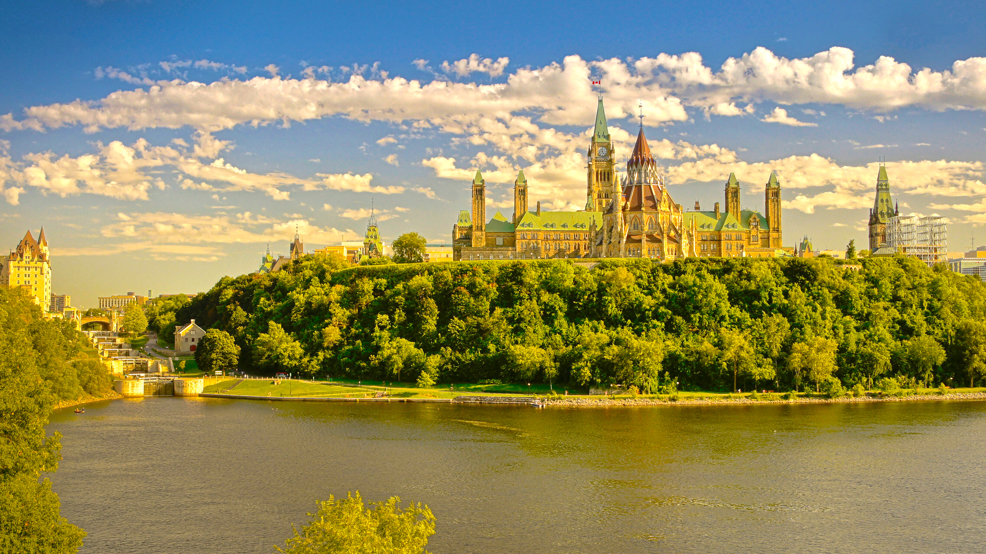 Parliament Hill Ottawa River Rideau Canal Canada Wallpaper