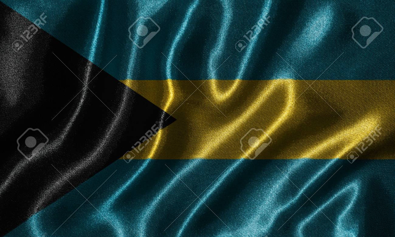 Bahamas Flag Fabric Of Country Background And