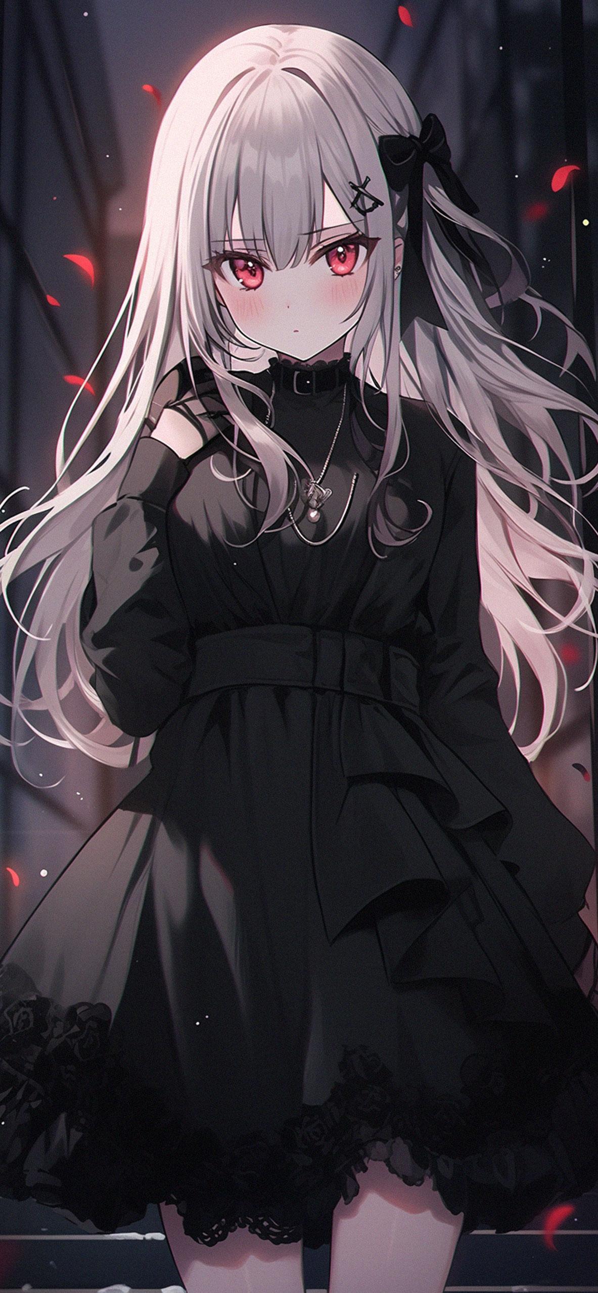 Cute Anime Girl In Black Dress Wallpaper