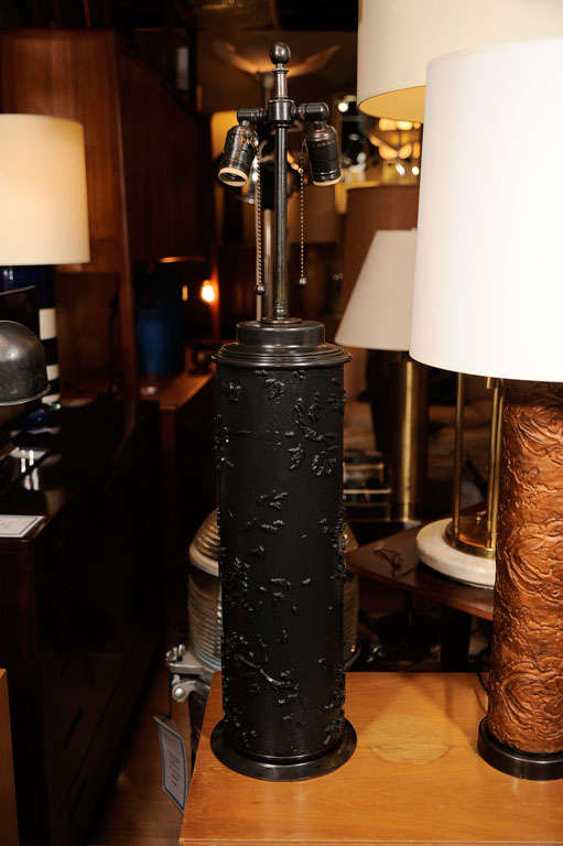 Free download Vintage Ebonized Wood Wallpaper Roll Table Lamp For Sale