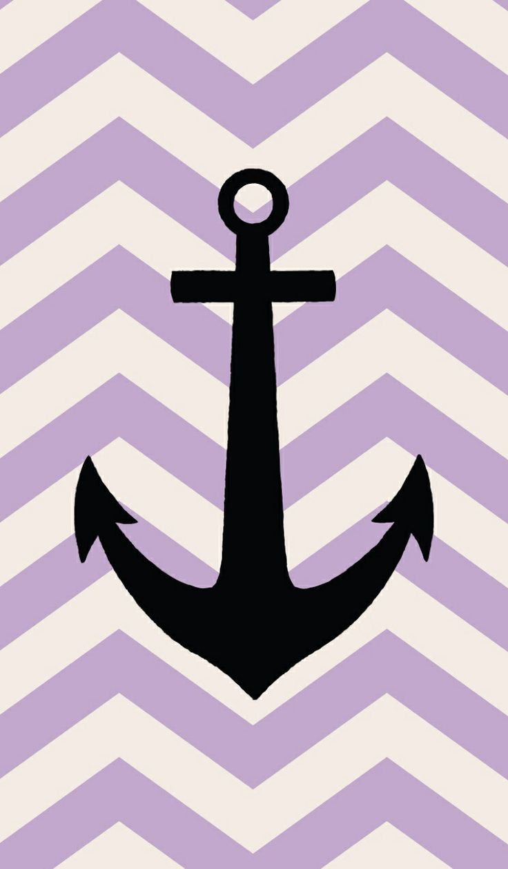 Black Anchor On Purple Chevron Wallpaper