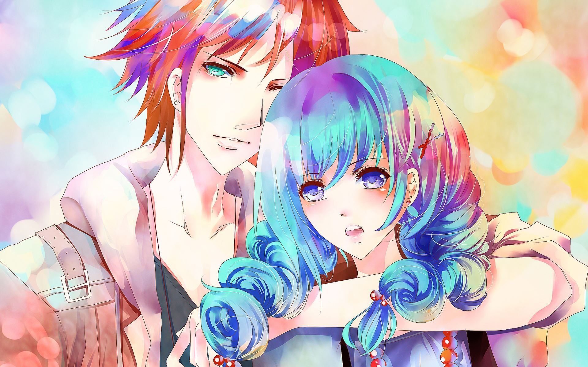 HD Cute Anime Couple Background Wallpaper