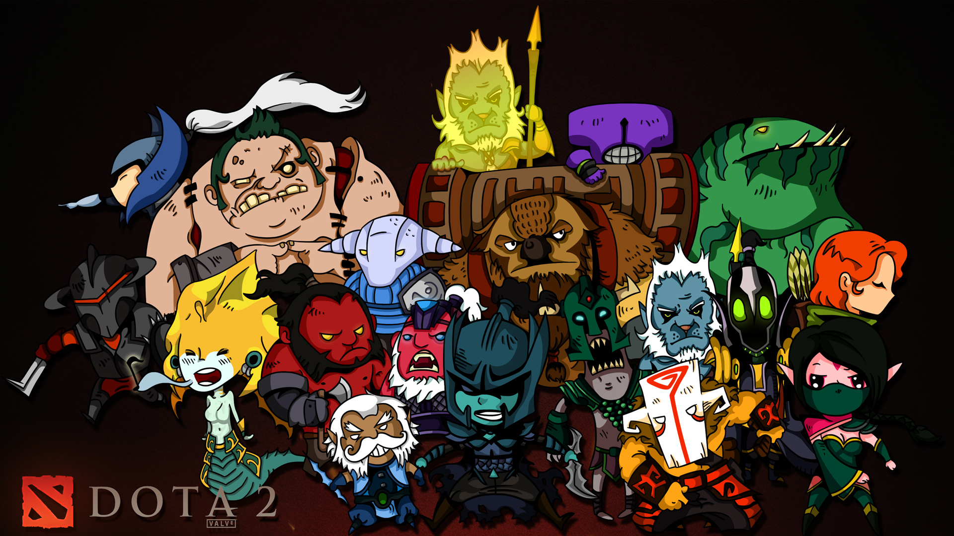 Dota Chibi Heroes HD Wallpaper