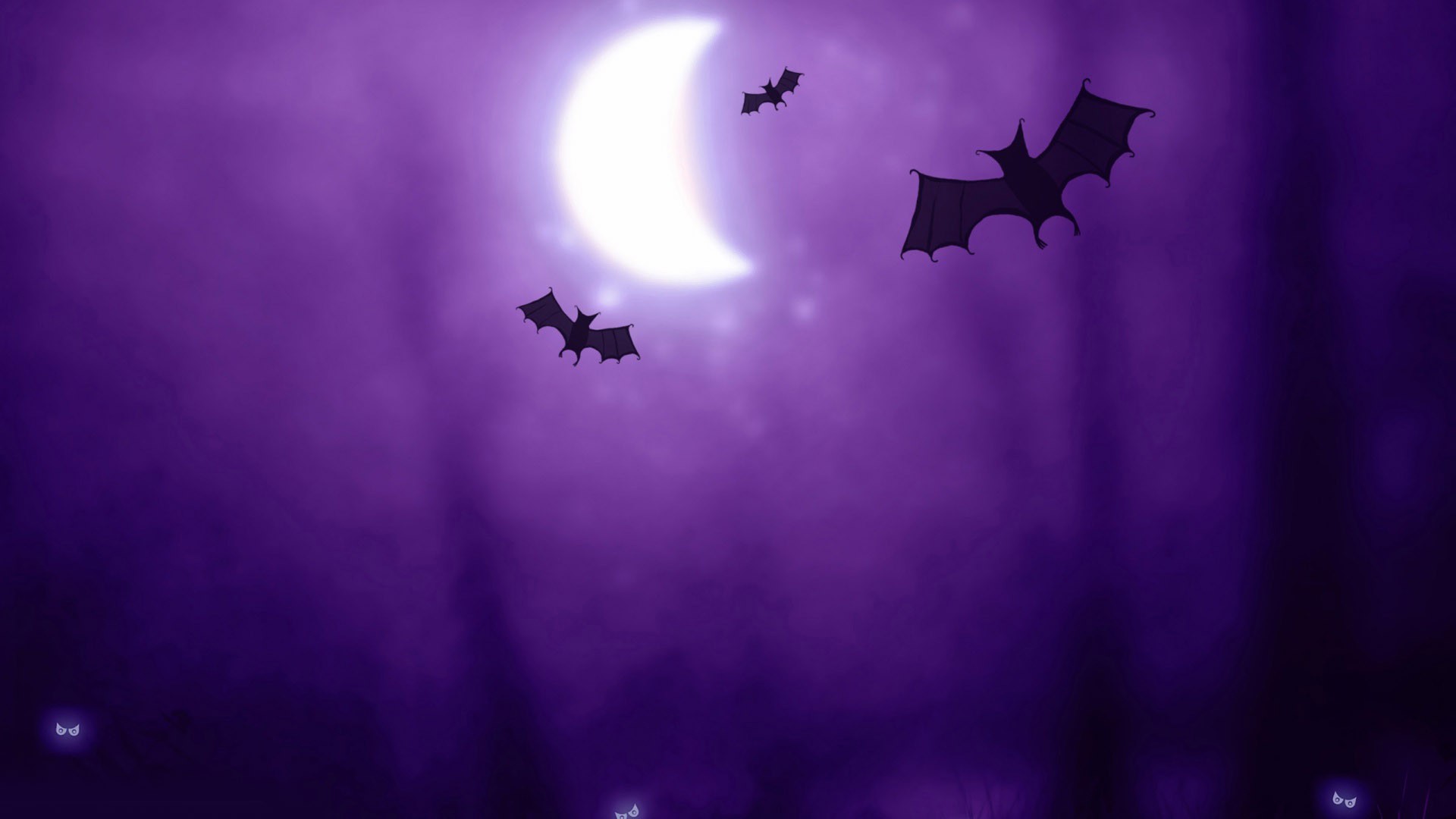 Bats In The Purple Night Wallpaper