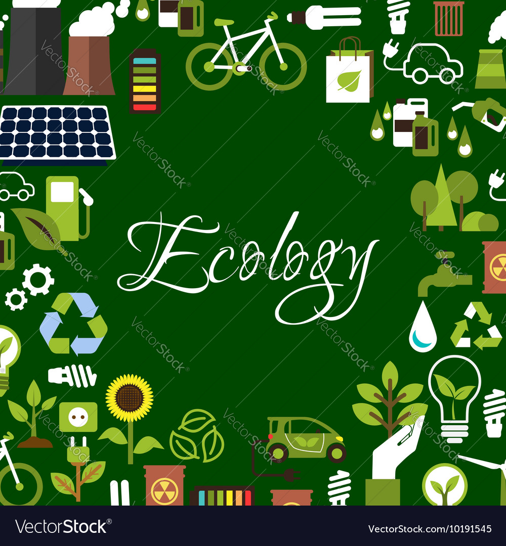 Eco Background With Recycling Save Energy Icons Vector Image