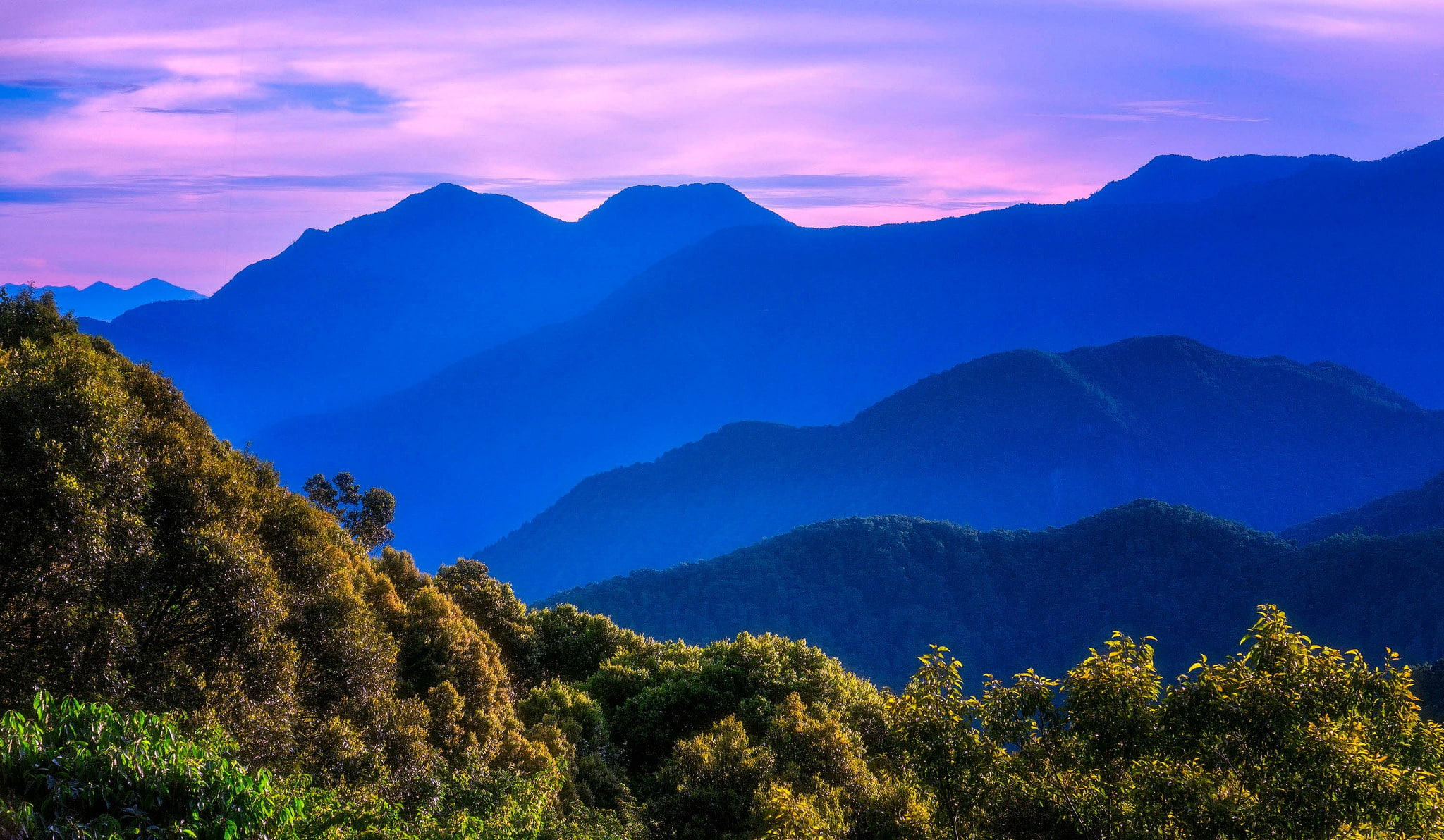 HD Wallpaper Nature Landscape Mountains Sky Purple Blue