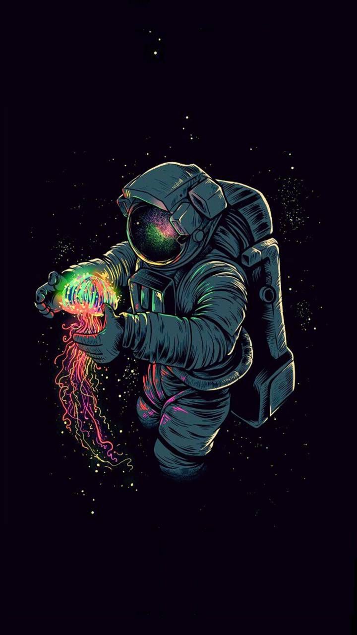 Spaceman Drawing In Astronaut Wallpaper Trippy