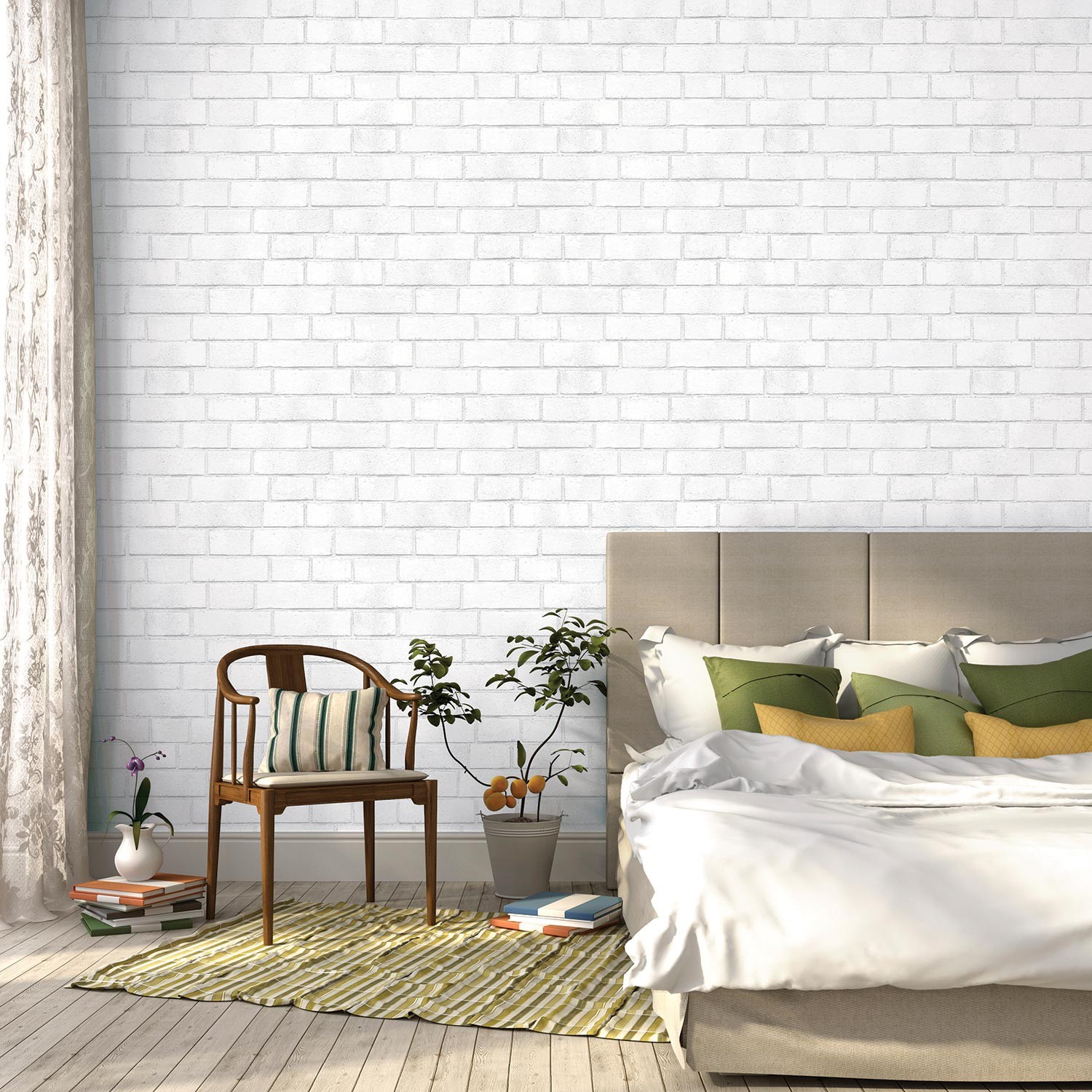 Temporary Wallpaper White Brick
