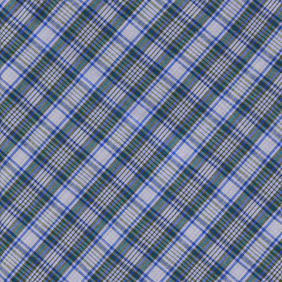 Grey Blue And Green Diagnoal Plaid Fabric Background by Keith Webber