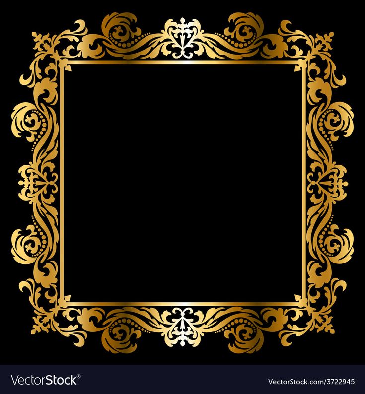 Stylish Gold Frame On The Black Background A