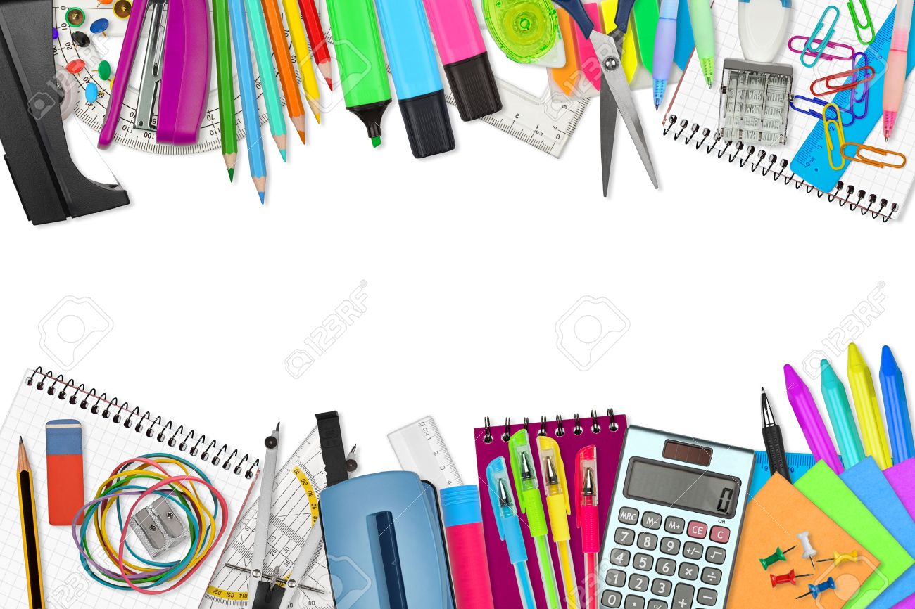 School Office Supplies On White Background Stock Photo Picture