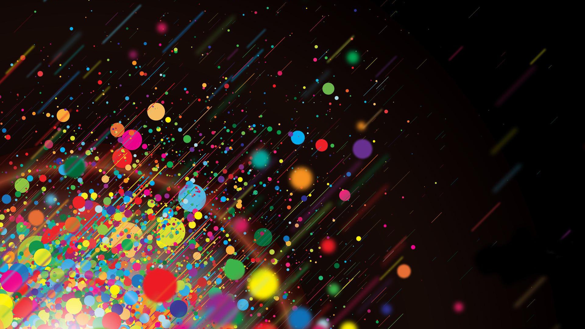 Abstract background with colorful circles and lines on a dark background