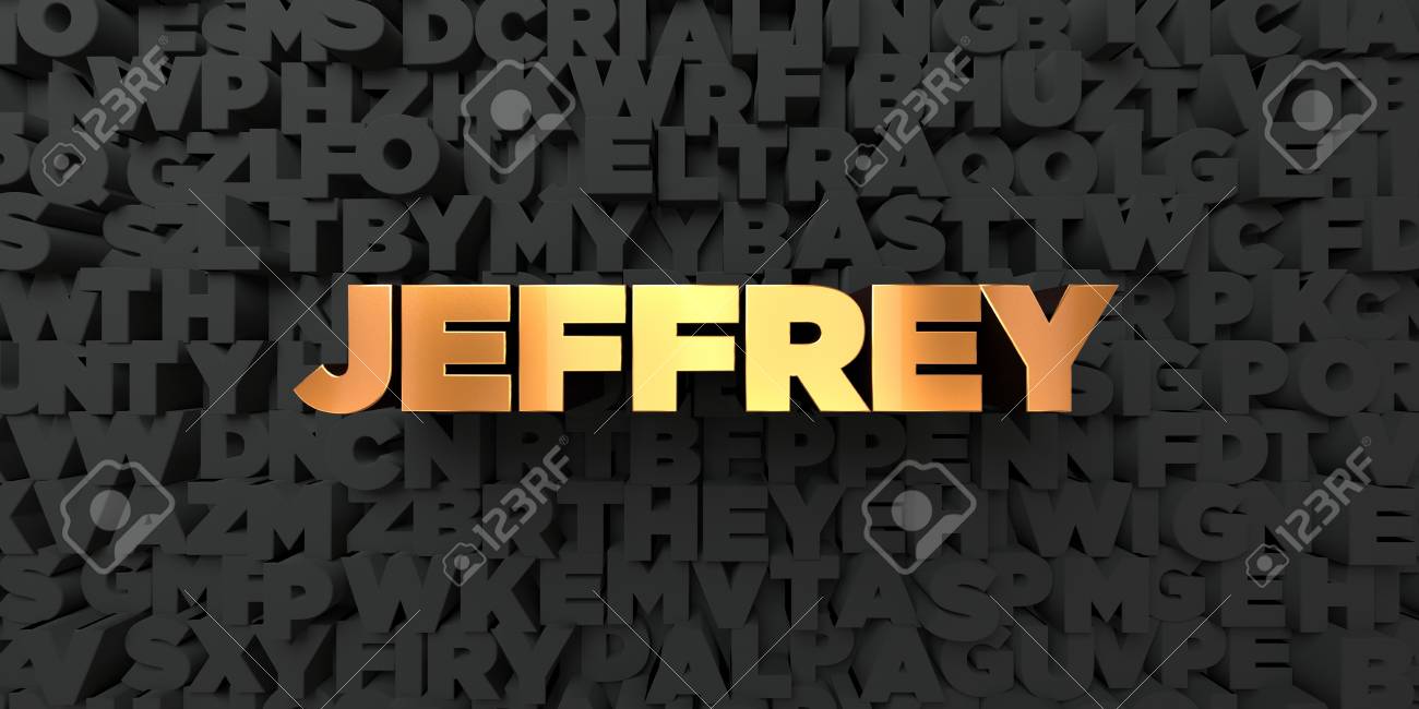 Jeffrey Gold Text On Black Background 3d Rendered Royalty