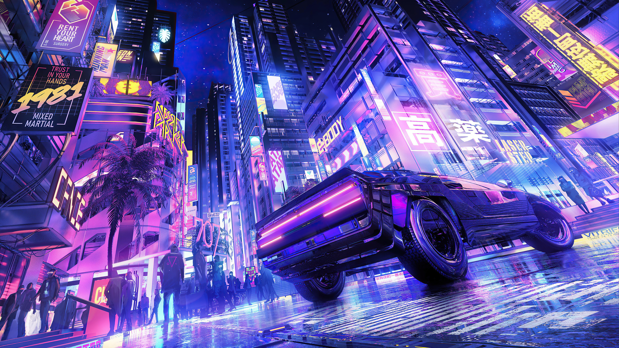 Club Cyberpunk City 5k 1440p Resolution HD 4k Wallpaper Image