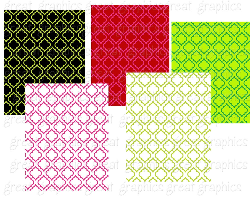 Printable hot pink moroccan pattern digital backgrounds