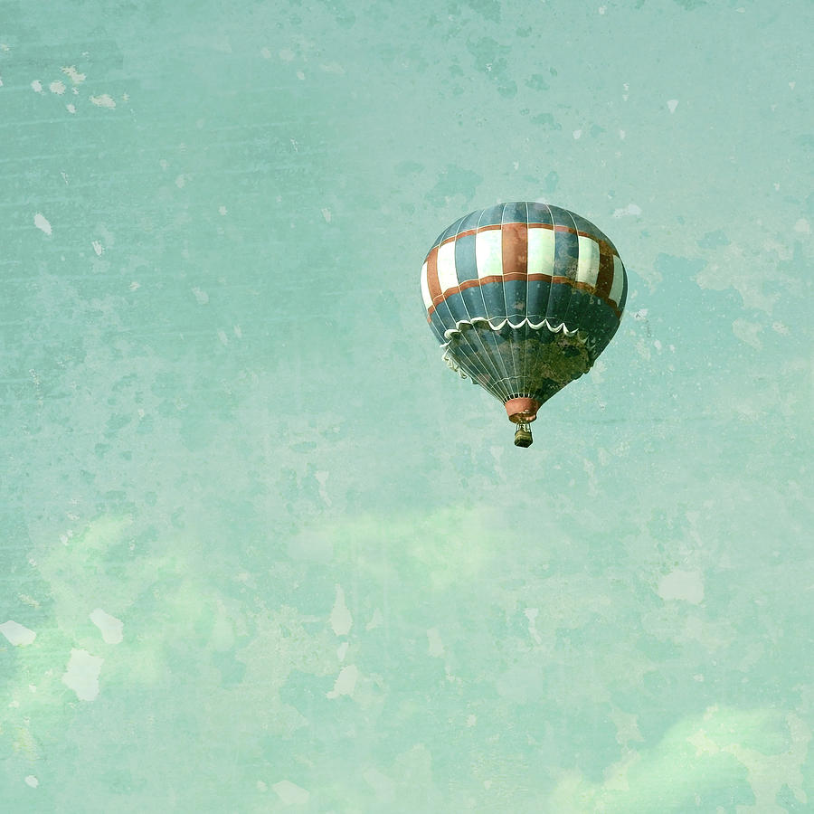 Patriotic Photograph Vintage Inspired Hot Air Balloon In Red White
