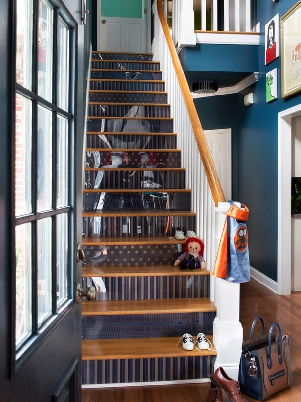 Wallpaper Your Stair Risers In Step Up Staircase Design From Hgtv