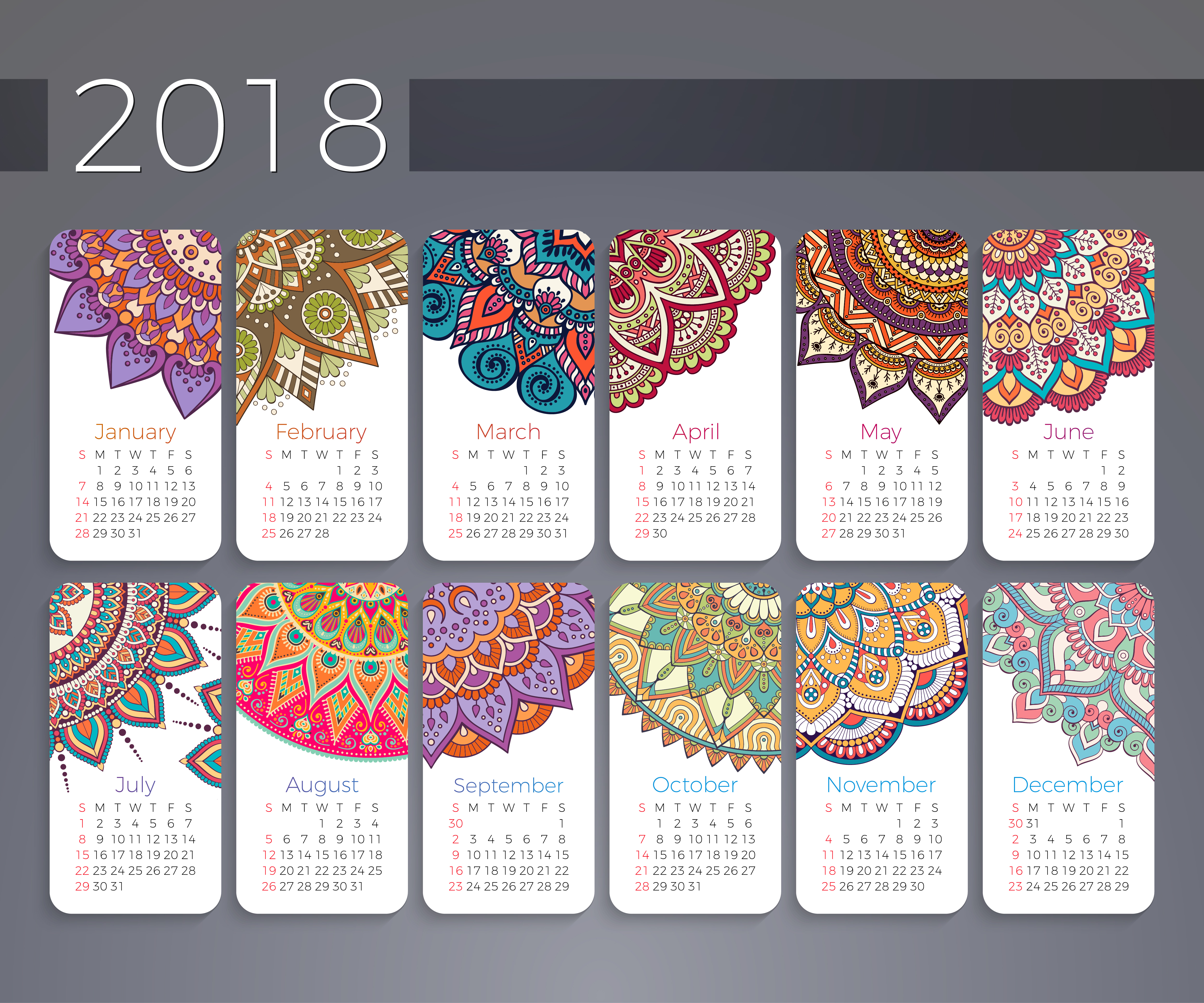 Free 2018 Printable Calendar Calendar 2018