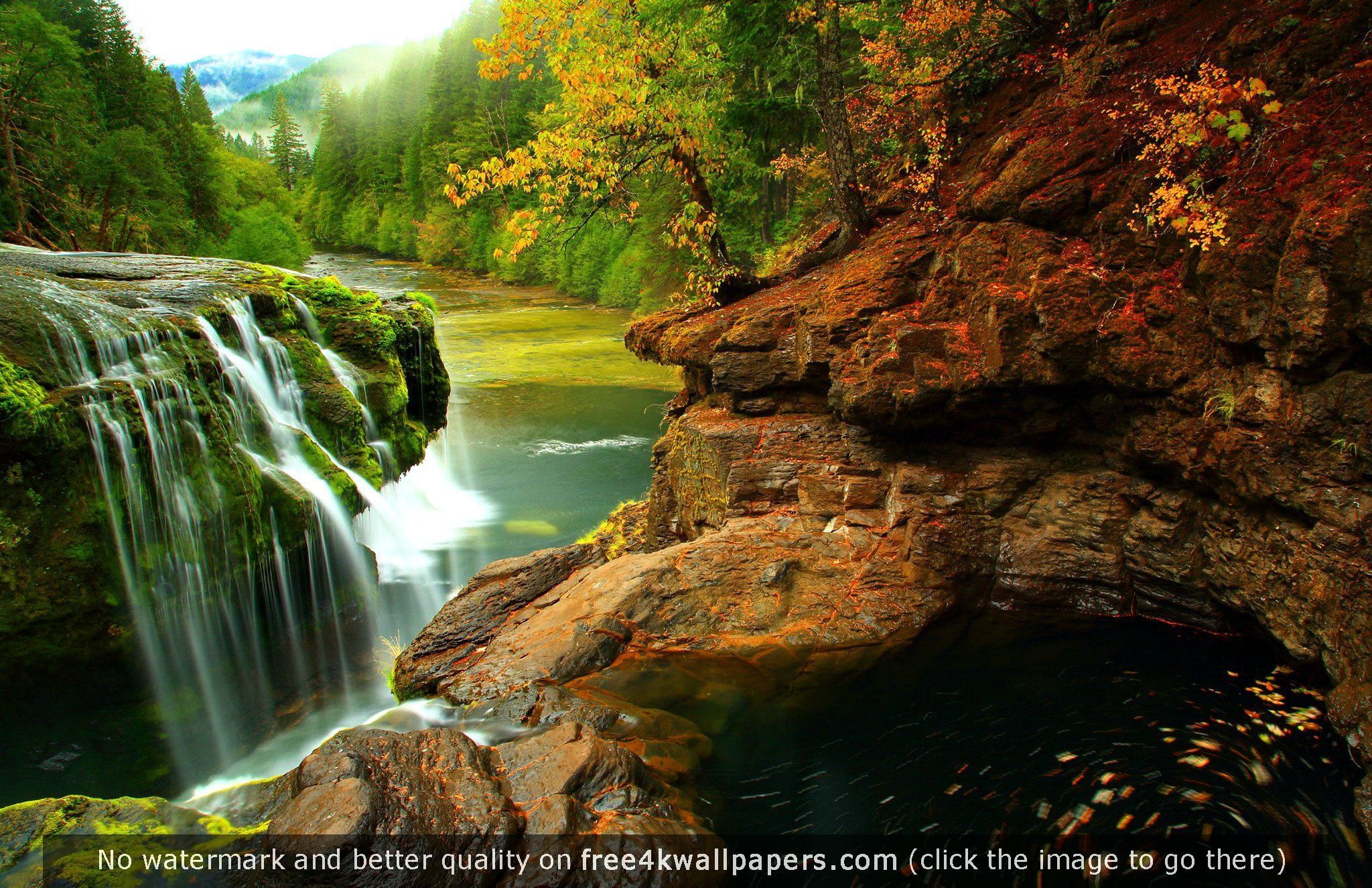 Canada Nature Waterfall River Forest Sun Ultra 4k Wallpaper