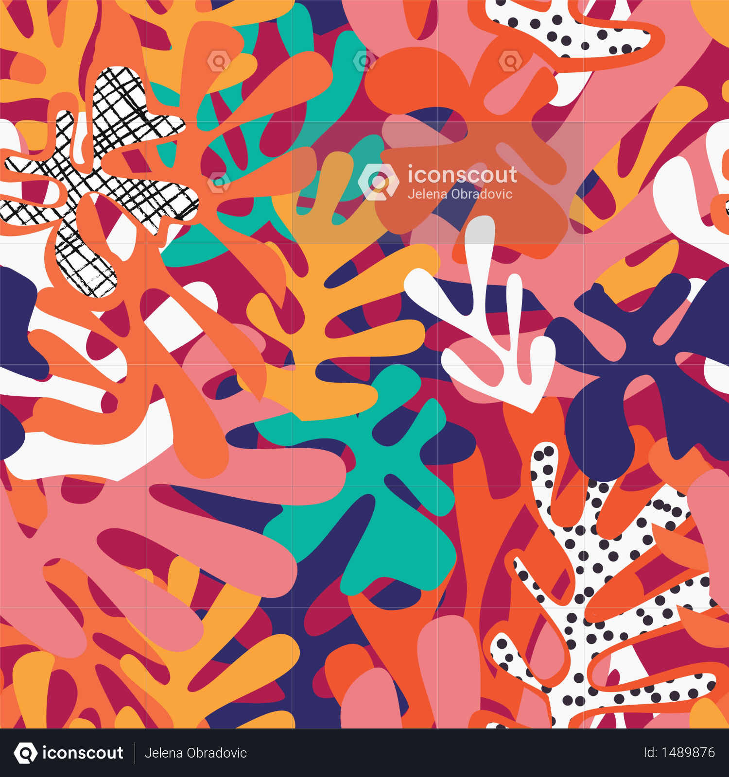 Premium Matisse Inspired Shapes Seamless Pattern Colorful Design