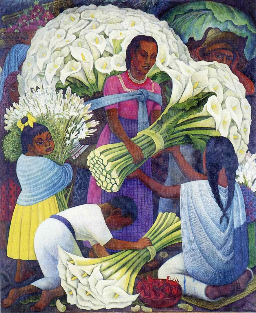 Flower Vendor Diego Rivera Paintings Wallpaper Image