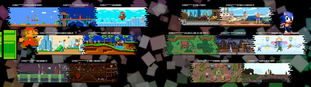 Retro Games Dual Screen Wallpaper By Ztitus