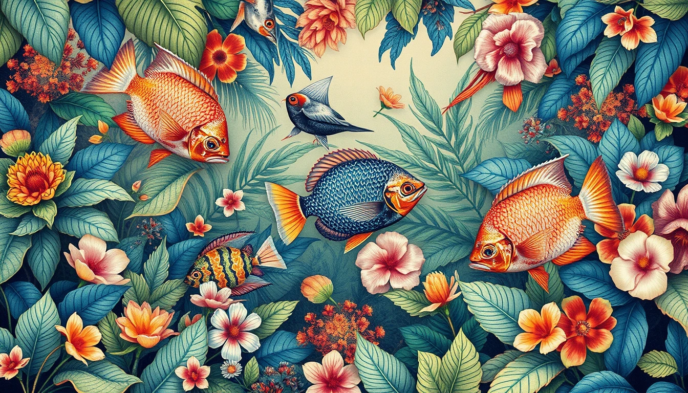 De Gournay Fish Wallpaper