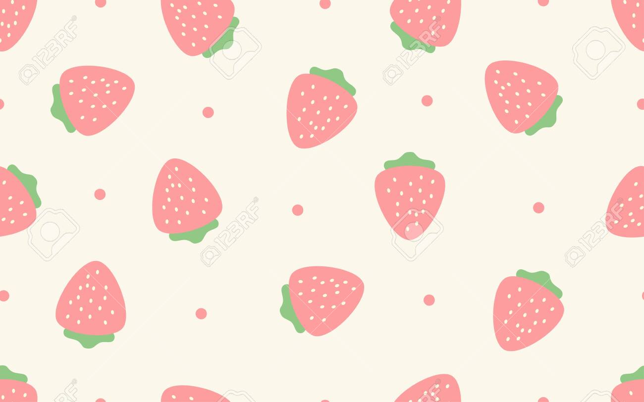 Seamless Pattern Of Pastel Strawberry Background Vector